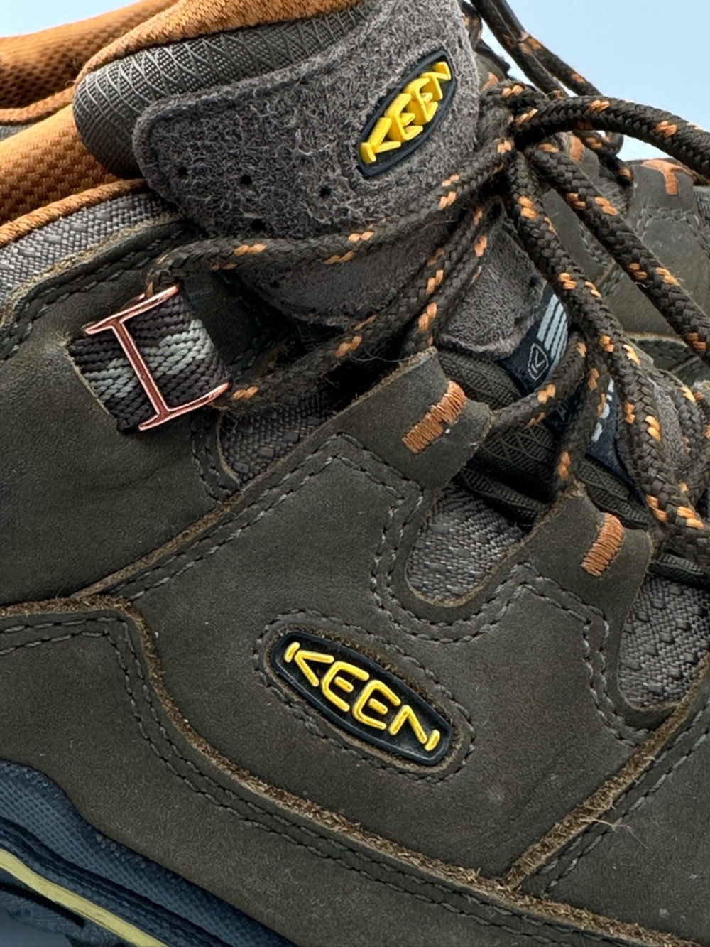KEEN Men's Brown Orange Waterproof Hiking Shoes American Built Work Sz 10.5 - Picture 6 of 14